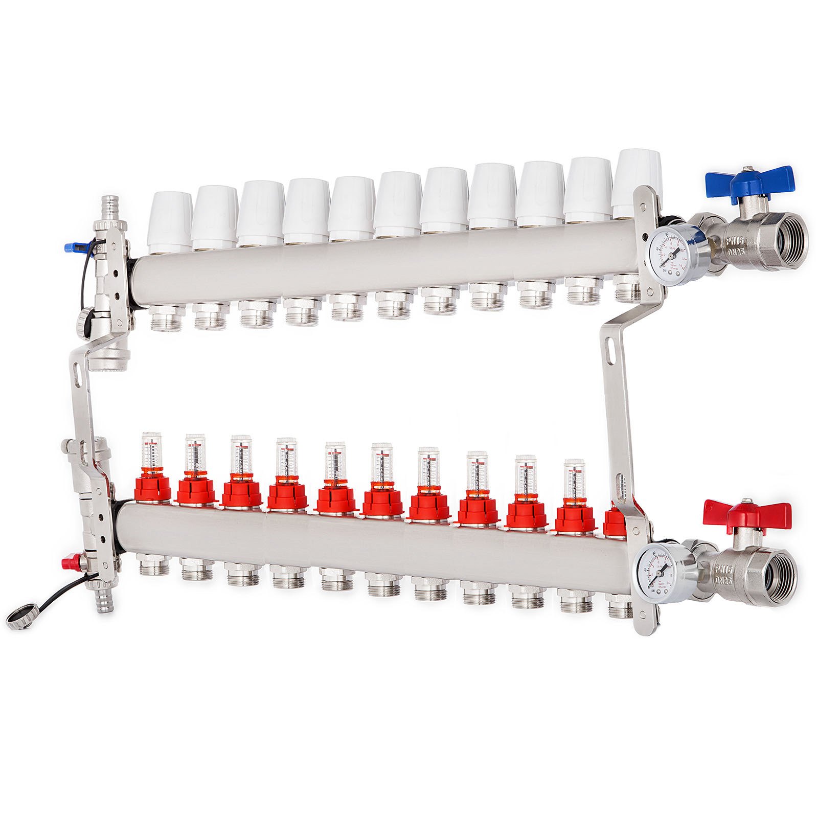 Colector De Suelo Radiante 11 Sucursales Tubería Pex 1/2 " Acero Inoxidable