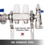 VEVOR Distribuidor de Circuito de Calefacción, 2 Interfaces, 1,4 GPM Cada Uno Conjunto de Calefacción, Acero Inoxidable Distribuidor de Calefacción por Suelo Compatible con Cualquier Tipo de Tubo PEX
