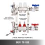 VEVOR Distribuidor de Circuito de Calefacción, 2 Interfaces, 1,4 GPM Cada Uno Conjunto de Calefacción, Acero Inoxidable Distribuidor de Calefacción por Suelo Compatible con Cualquier Tipo de Tubo PEX