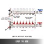 VEVOR Distribuidor de circuito de calefacción 7 Circuitos de calefacción Conjunto de calefacción de acero inoxidable Distribuidor de circuito de calefacción