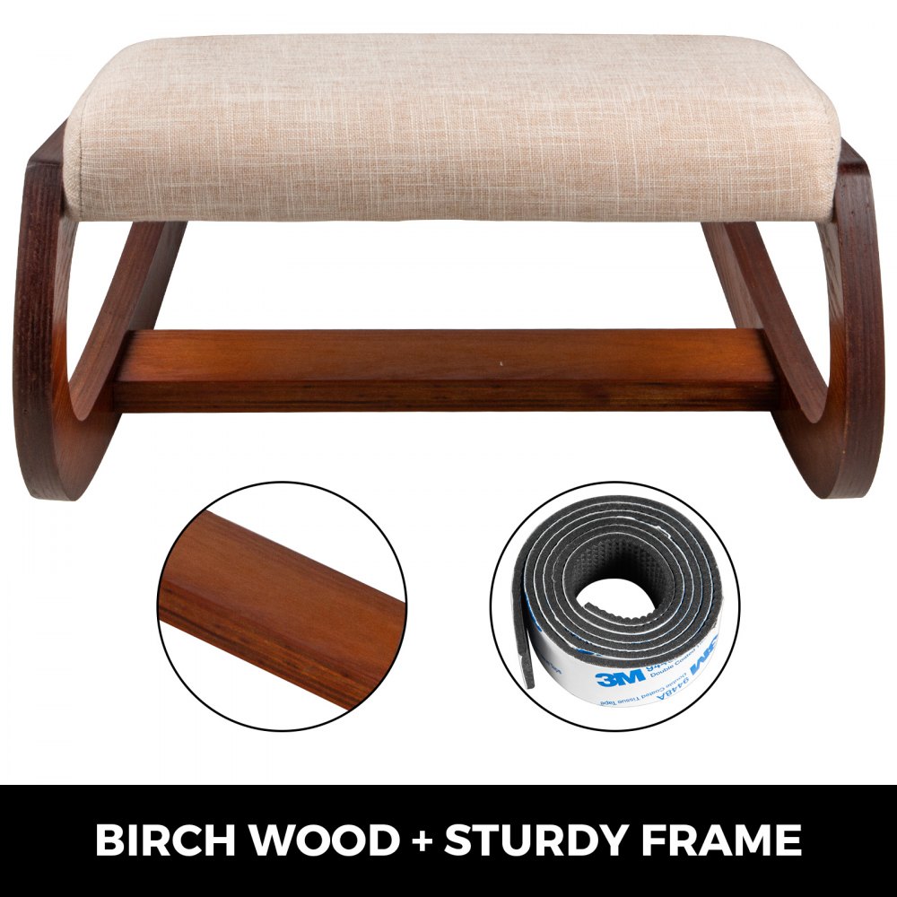 VEVOR Silla Arrodillada Ergonómica Color Nuez Taburete Madera Corrección de Postura Oscilante Casa Grande Home Office o Silla de Escritorio