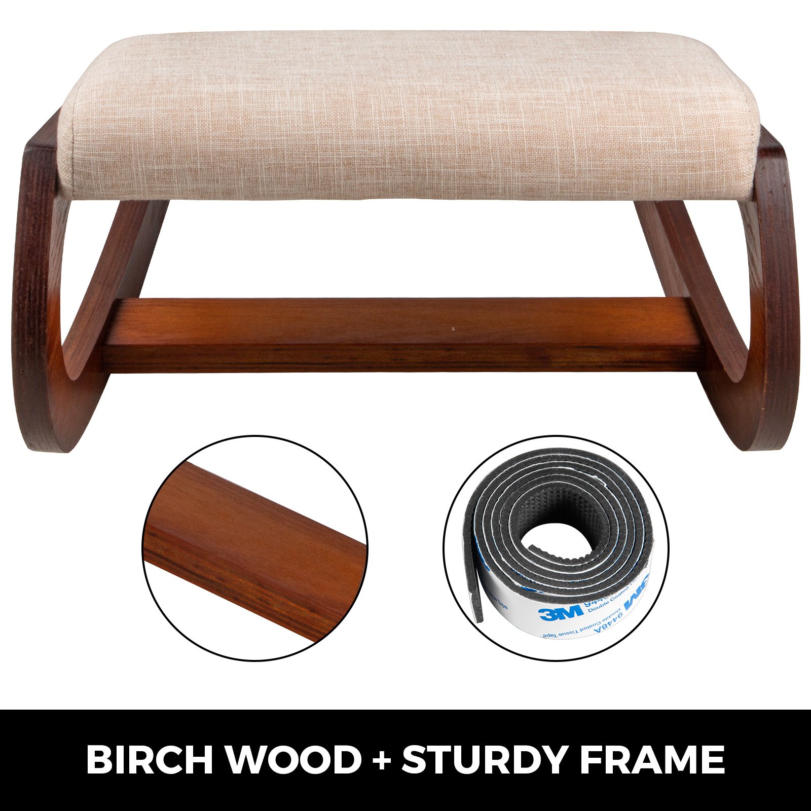 VEVOR Silla Arrodillada Ergonómica Color Nuez Taburete Madera Corrección de Postura Oscilante Casa Grande Home Office o Silla de Escritorio
