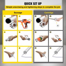 VEVOR Pistola de Cartucho a Batería 12 V 10/20 oz Pistola de Calafateo Eléctrica Empuje 0-6500 N Velocidad Ajustable Pistola de Silicona para Llenar Huecos y Grietas en Puerta, Ventana, Inodoro, Pared