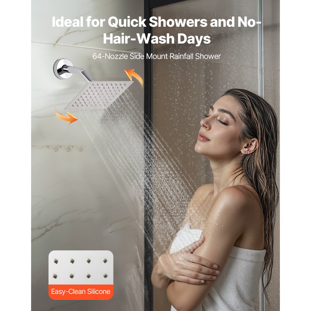 VEVOR Sistema de Grifería, con Ducha de Lluvia de 30 cm, Cabezal de Pared de 15 cm, Ducha de Mano 2 en 1, Cabezal de Lluvia Doble Giratorio 3 Funciones, Embellecedor de Latón, Termostato Cromado