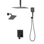 VEVOR Sistema de Ducha Elegante, con Ducha de Lluvia de 30 cm, Cabezal de Pared de 15 cm, Cabezal de Lluvia Doble Giratorio 3 Funciones, Válvula de Latón y Kit de Embellecedor, Color Negro Mate
