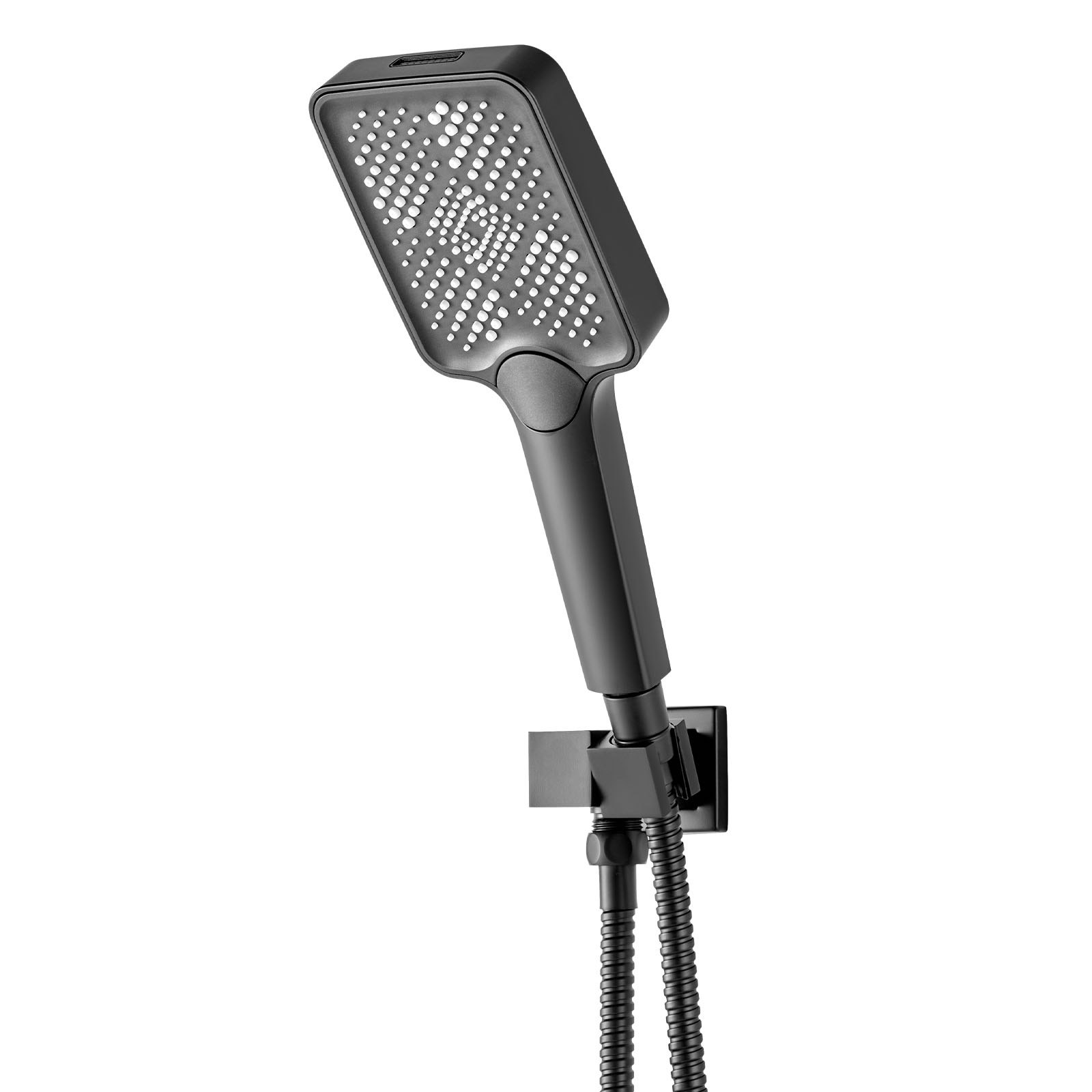 VEVOR Sistema de Ducha Elegante, con Ducha de Lluvia de 30 cm, Cabezal de Pared de 15 cm, Cabezal de Lluvia Doble Giratorio 3 Funciones, Válvula de Latón y Kit de Embellecedor, Color Negro Mate