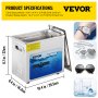 VEVOR Limpiador Ultrasónico Digital 3 L, Máquina de Limpieza de Joyas 120 W, Acero Inoxidable SUS 304 Limpiador Ultrasónico Profesional 36 KHz ~ 40 KHz con 2 Transductores Avanzados para Industria