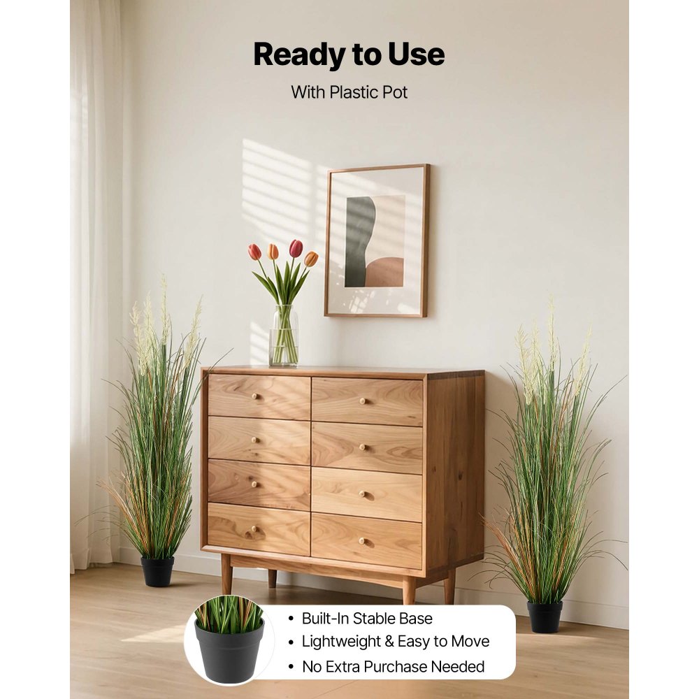 VEVOR Césped Artificial, Paquete de 2, en Maceta, de PVC, Ideal para Interior y Exterior, Hogar, Jardín, Oficina, Decoración de Habitaciones y Fiestas de Inauguración, Verde, 1194 x 350 x 350 mm