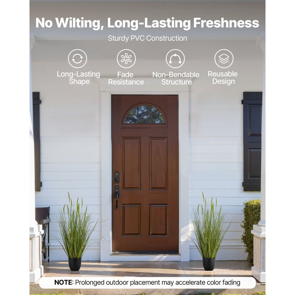 VEVOR Planta de Césped Artificial, en Maceta, Planta Artificial de PVC, Arbustos para Casa, Jardín, Oficina, Decoración de Habitaciones, Fiesta de Inauguración, Verde, 889 x 350 x 350 mm, 2 uds