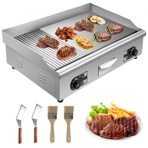 Parrilla Eléctrica Y Plana Con Ranuras 30" Para Parrilla Comercial
