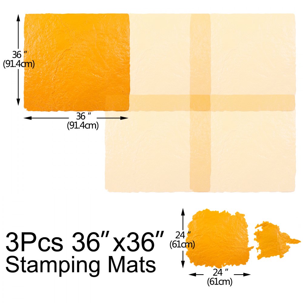 Vevor Molde De Hormigón Impreso Poliuretano 91,4 X 91,4 Cm 4 Piezas Amarillo