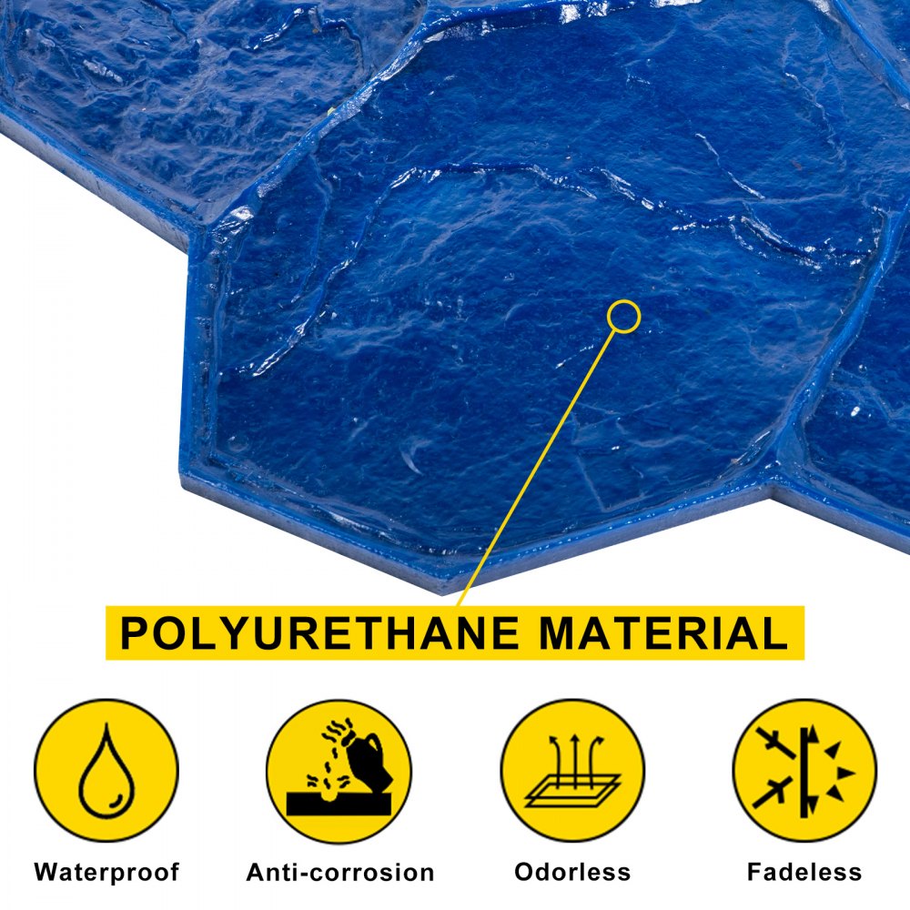 Vevor Molde Para Estampado De Hormigón Impreso Poliuretano 74 X 74 X 1,5 Cm Azul