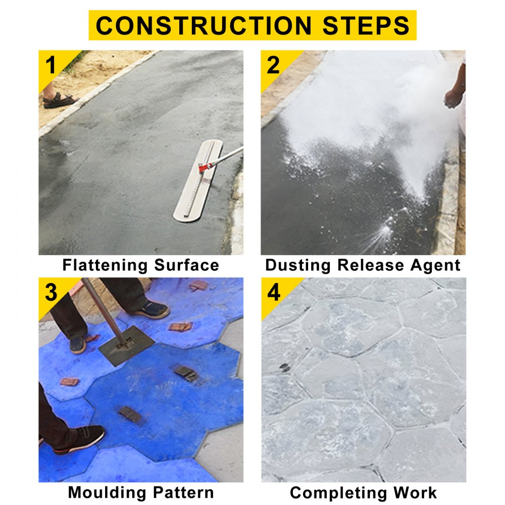 Vevor Molde Para Estampado De Hormigón Impreso Poliuretano 74 X 74 X 1,5 Cm Azul