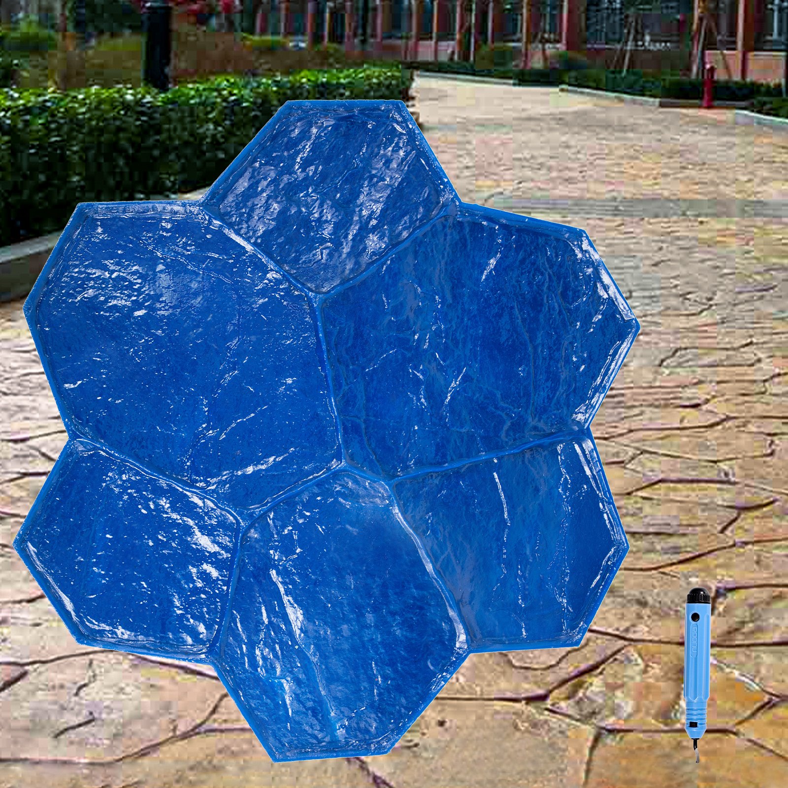 Vevor Molde Para Estampado De Hormigón Impreso Poliuretano 74 X 74 X 1,5 Cm Azul