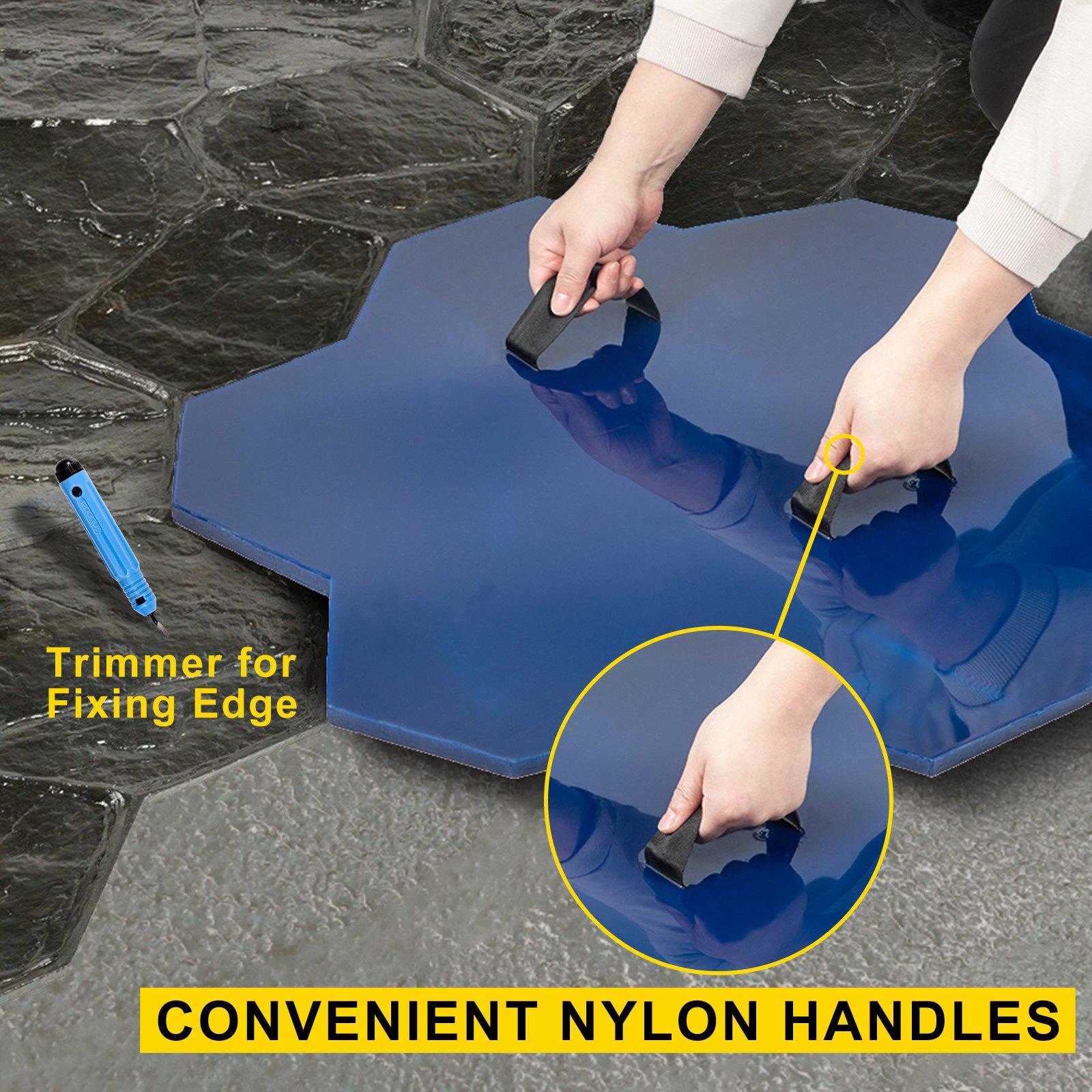 Vevor Molde Para Estampado De Hormigón Impreso Poliuretano 74 X 74 X 1,5 Cm Azul