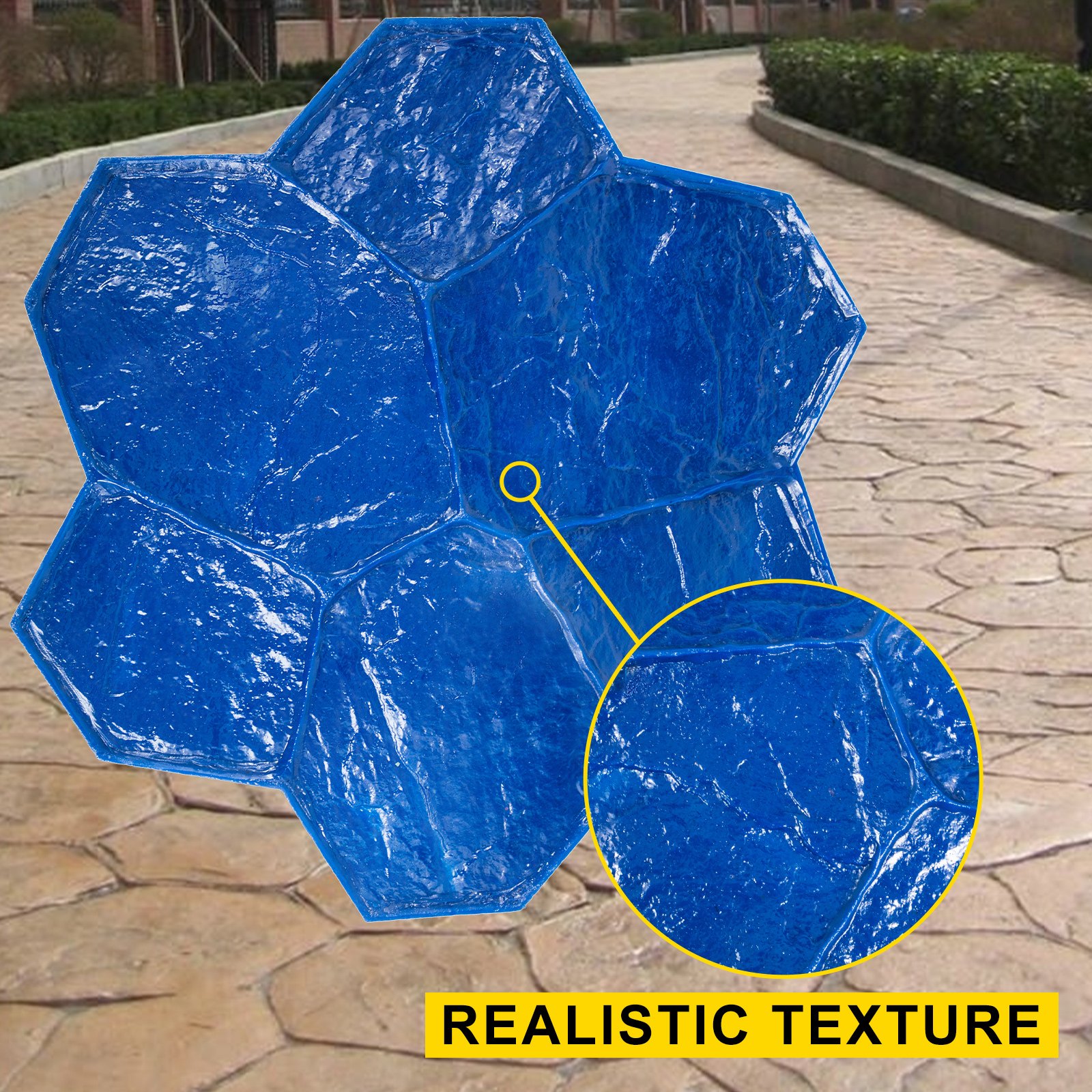 Vevor Molde Para Estampado De Hormigón Impreso Poliuretano 74 X 74 X 1,5 Cm Azul