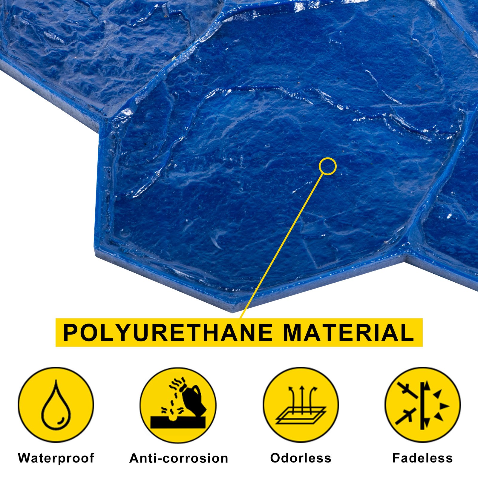 Vevor Molde Para Estampado De Hormigón Impreso Poliuretano 74 X 74 X 1,5 Cm Azul