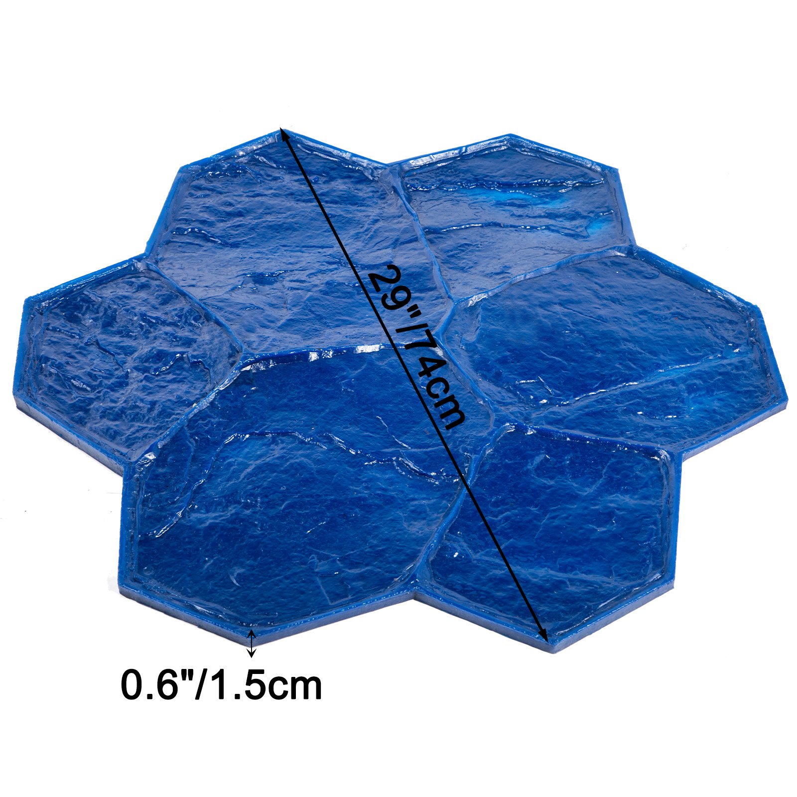Vevor Molde Para Estampado De Hormigón Impreso Poliuretano 74 X 74 X 1,5 Cm Azul