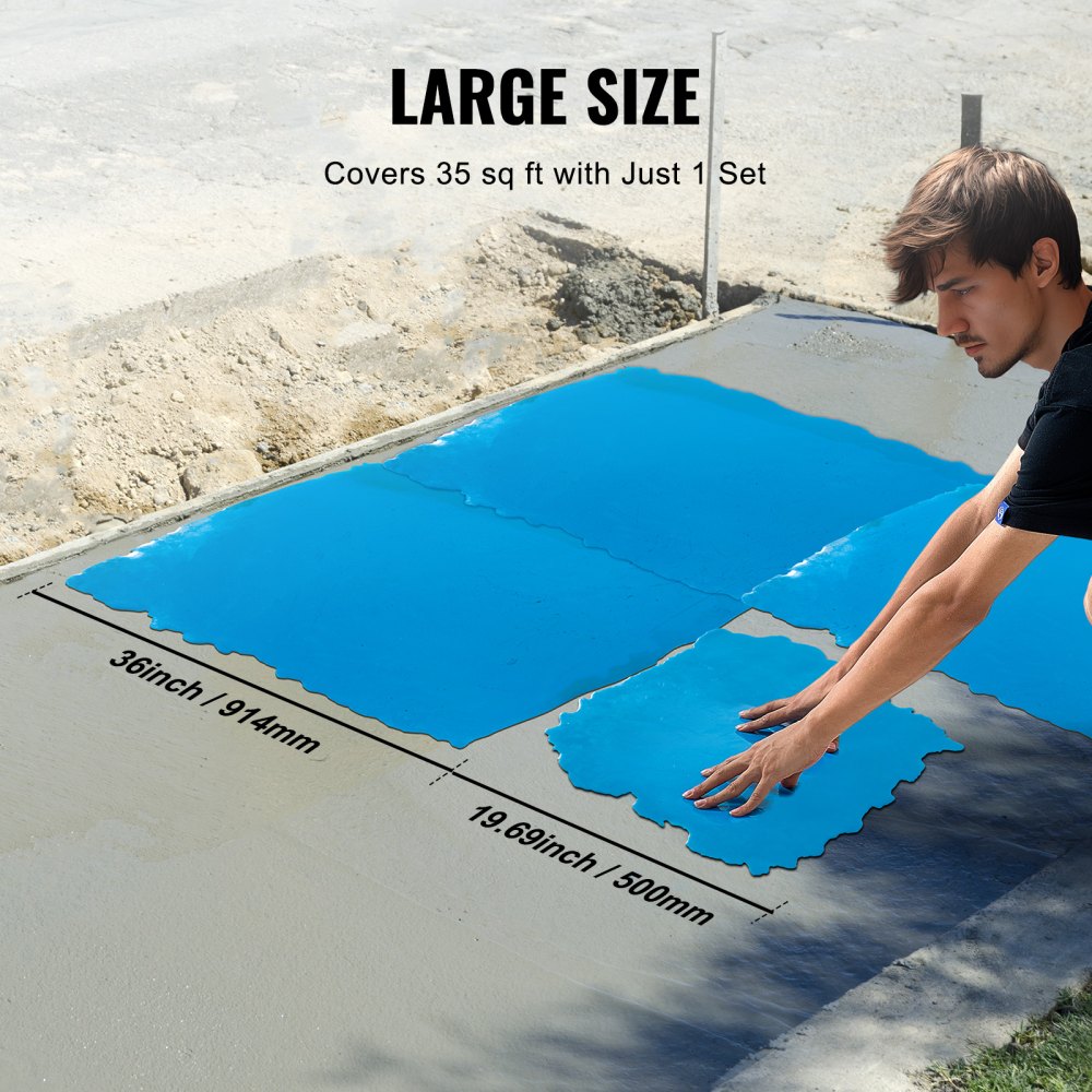 VEVOR Concrete Stamping Mat, 36 x 36 inches and 18 x 18 inches, 4 pieces Concrete Texture Skin Polyurethane Stamping Stone Tile Texture Mat, Slate Floor Imprint Seamless Stamping Concrete Molds for Decorative Outdoors