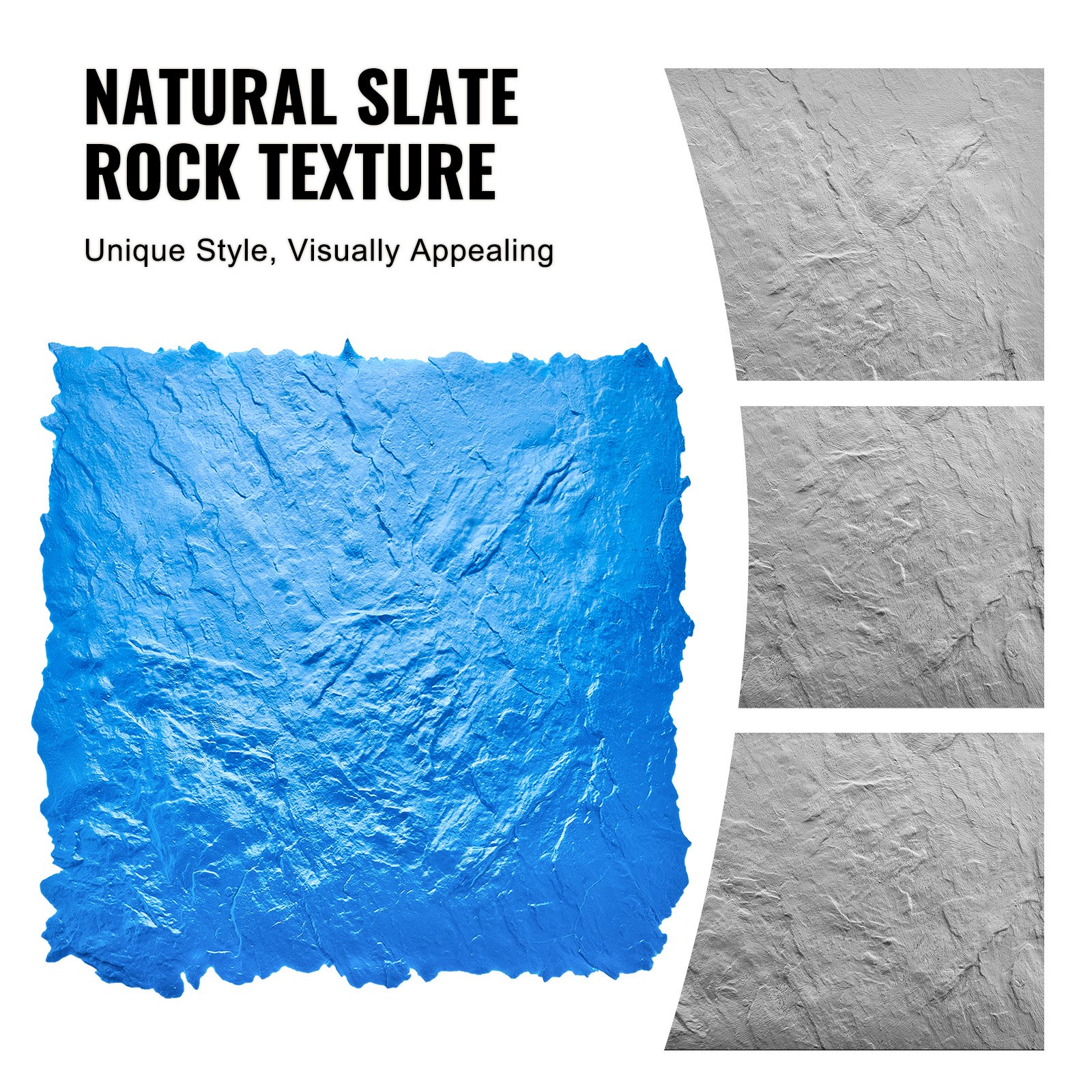 VEVOR Concrete Stamping Mat, 36 x 36 inches and 18 x 18 inches, 4 pieces Concrete Texture Skin Polyurethane Stamping Stone Tile Texture Mat, Slate Floor Imprint Seamless Stamping Concrete Molds for Decorative Outdoors