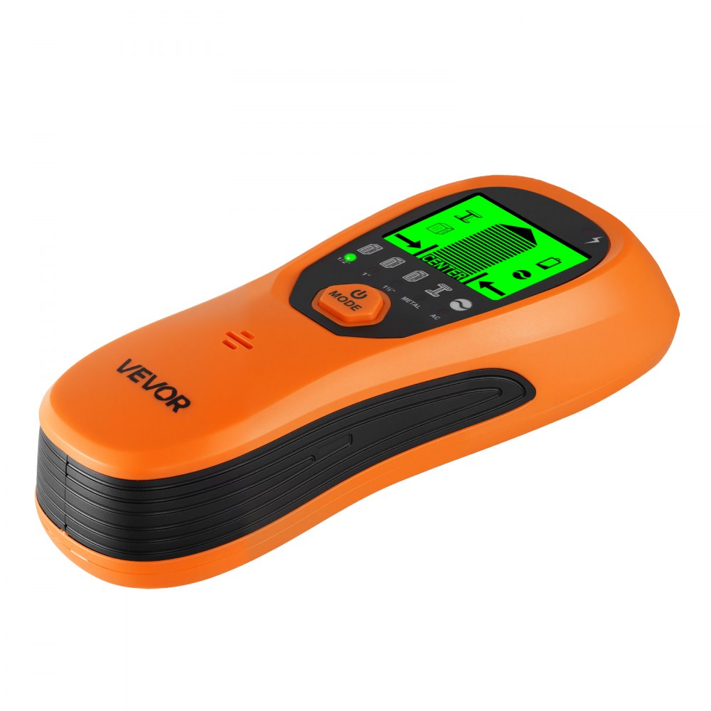 VEVOR Detector Electrónico de Vigas de Pared 5 en 1, con Sensor Inteligente, Pantalla LCD y Alarma Sonora a Detectar Vigas de Madera y Metálicas, Cables Eléctricos, Naranja, 170 x 72 x 37 mm