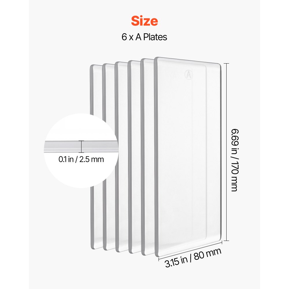 VEVOR Almohadillas de Corte para Troquelado 6 Piezas, 170 x 80 x 2,5 mm, Placas de Corte de Plástico, Compatible con Máquina de Troquelado y Estampado KM-1830 de VEVOR, para Scrapbooking Manualidades
