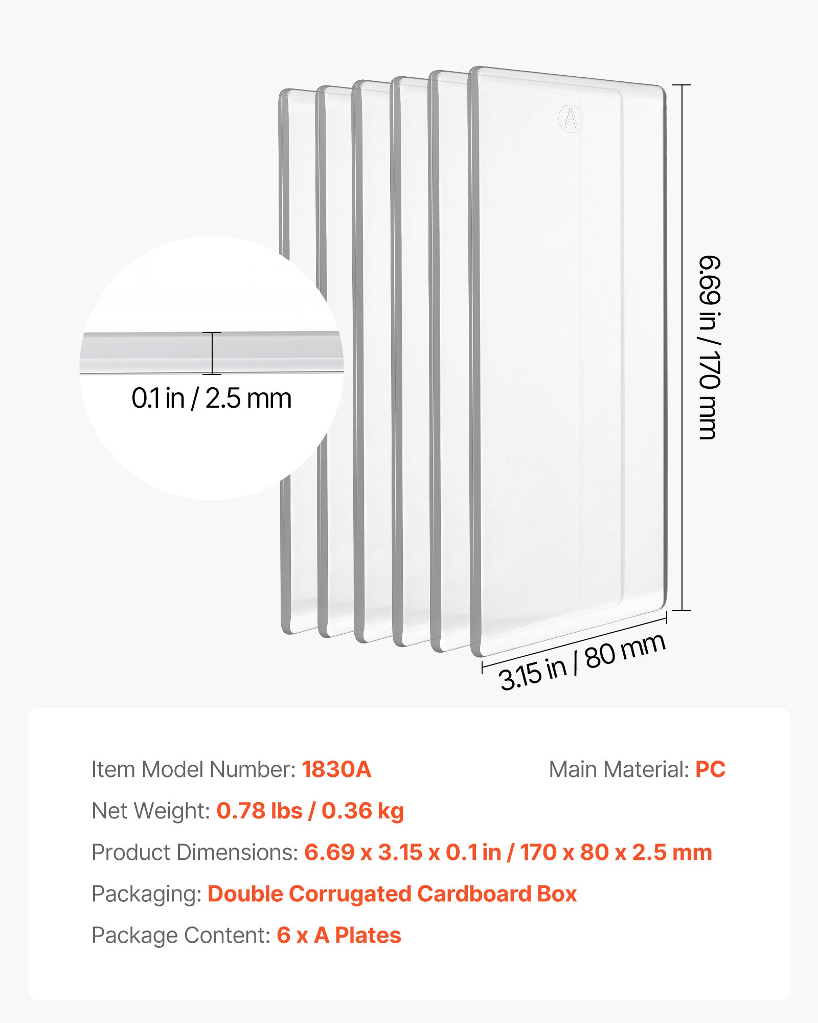 VEVOR Almohadillas de Corte para Troquelado 6 Piezas, 170 x 80 x 2,5 mm, Placas de Corte de Plástico, Compatible con Máquina de Troquelado y Estampado KM-1830 de VEVOR, para Scrapbooking Manualidades