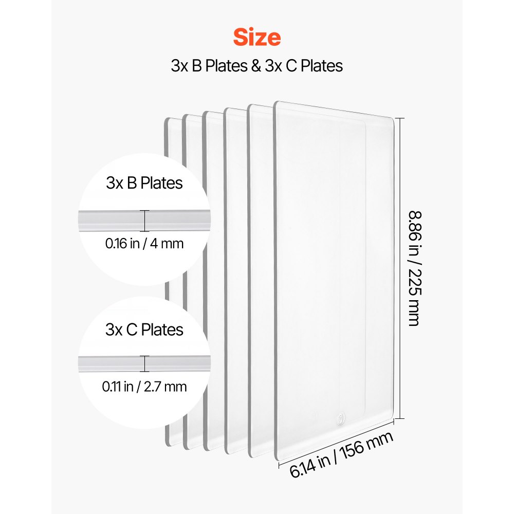 VEVOR Almohadillas de Corte para Troquelado 6 Piezas, 225 x 156 mm, Placas de Corte de Policarbonato, Compatible con Máquina de Troquelado y Estampado KM-1860 de VEVOR, para Manualidades Scrapbooking