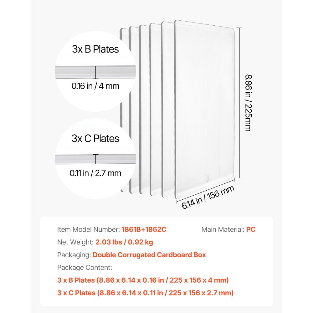 VEVOR Almohadillas de Corte para Troquelado 6 Piezas, 225 x 156 mm, Placas de Corte de Policarbonato, Compatible con Máquina de Troquelado y Estampado KM-1860 de VEVOR, para Manualidades Scrapbooking