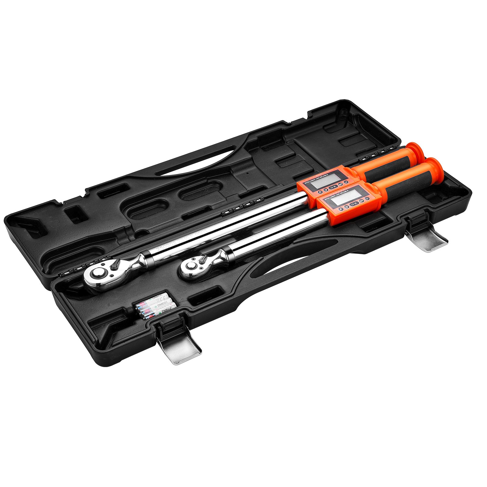 VEVOR 2 PCS Juego de Llaves Dinamométricas Digitales Accionamiento de 1/2" y 3/8" 72 Dientes ±2% de Precisión Llave Dinamométrica Electrónica con Valor Preestablecido, Zumbador y Notificación LED