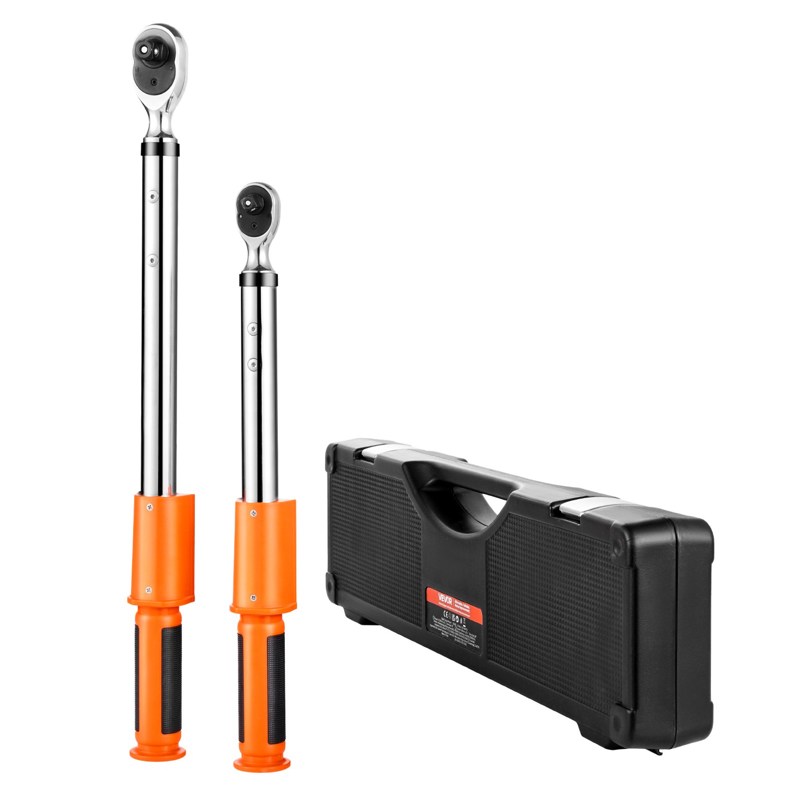 VEVOR 2 PCS Juego de Llaves Dinamométricas Digitales Accionamiento de 1/2" y 3/8" 72 Dientes ±2% de Precisión Llave Dinamométrica Electrónica con Valor Preestablecido, Zumbador y Notificación LED