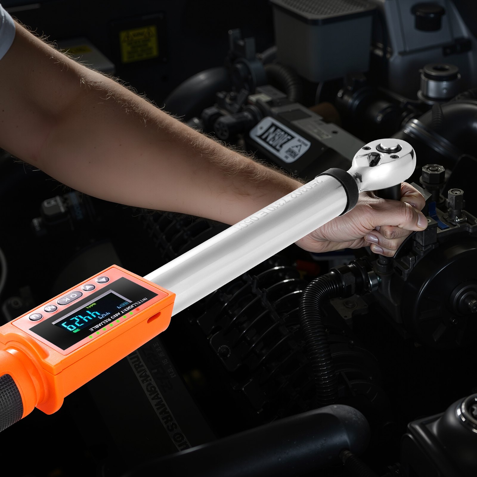 VEVOR 2 PCS Juego de Llaves Dinamométricas Digitales Accionamiento de 1/2" y 3/8" 72 Dientes ±2% de Precisión Llave Dinamométrica Electrónica con Valor Preestablecido, Zumbador y Notificación LED