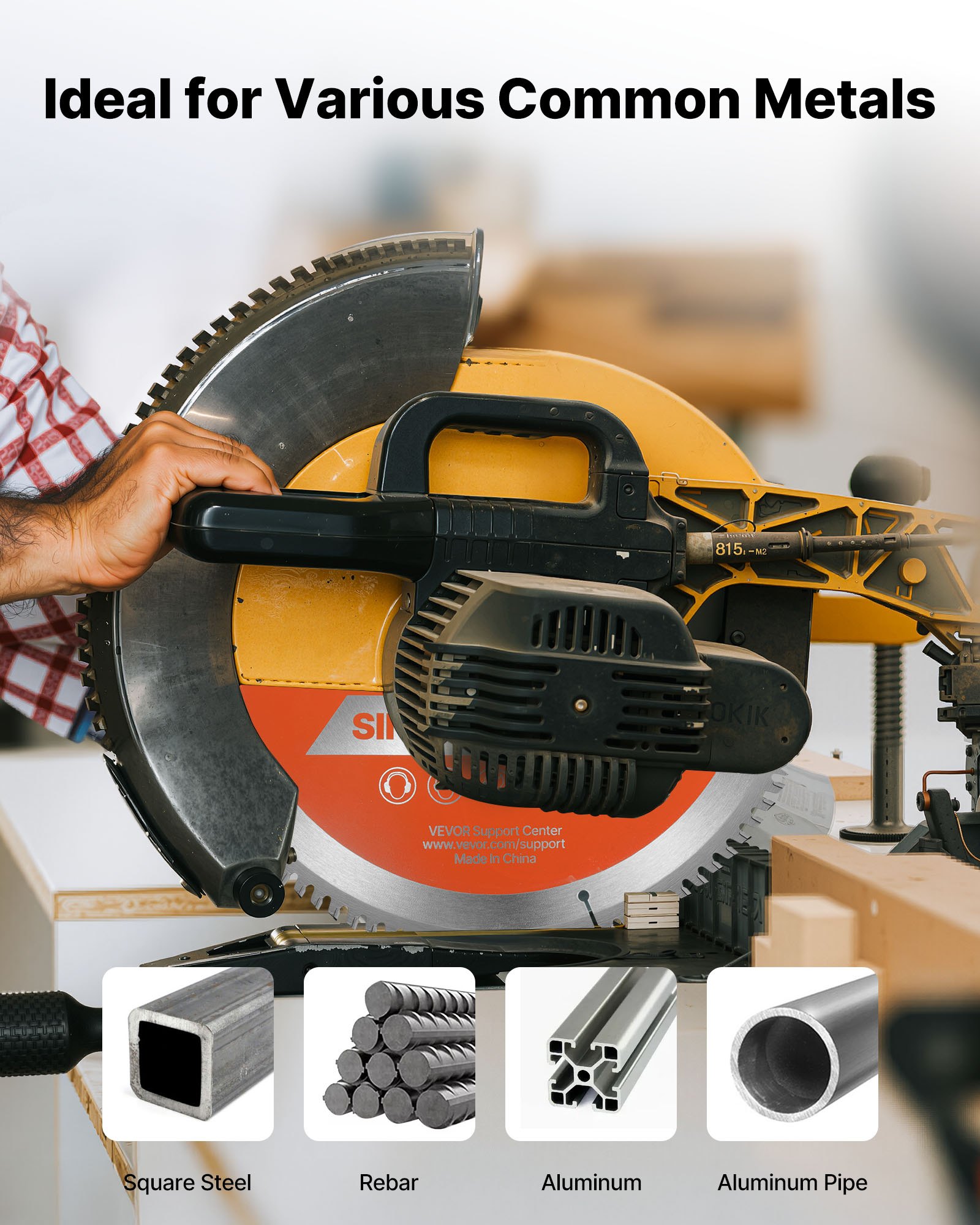 VEVOR Circular Saw Blade, 355 mm Diameter, 66 Sharp Alloy Teeth, 25.4 mm Arbor, Fine Finish, Metal Cutting Blade for Circular Saw, with Noise-Reducing Heat Vents, for Cutting Steel and Aluminum