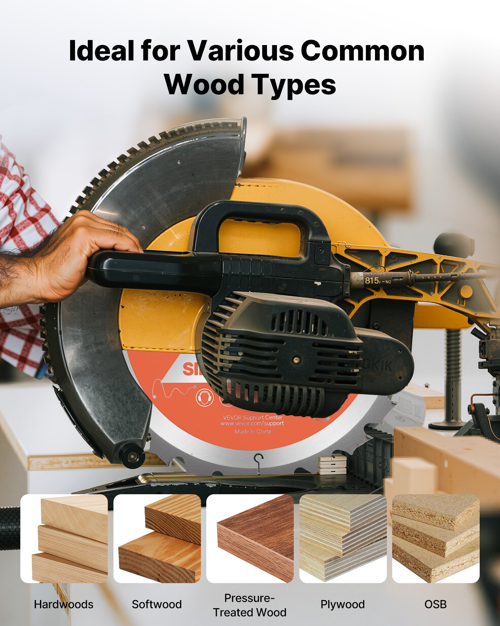 VEVOR Circular Saw Blade, 254 mm Diameter, 24 Sharp Alloy Teeth, 15.875 mm Arbor, Fine Finish, Wood Cutting Blade for Circular Saw, with Noise-Reducing Heat Vents, for Cutting Plywood, OSB, Hardwood