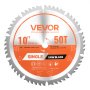 VEVOR Circular Saw Blade, 254 mm Diameter, 50 Sharp Alloy Teeth, 15.875 mm Arbor, Fine Finish, Wood Cutting Blade for Circular Saw, with Noise-Reducing Heat Vents, for Cutting Plywood, OSB, Hardwood