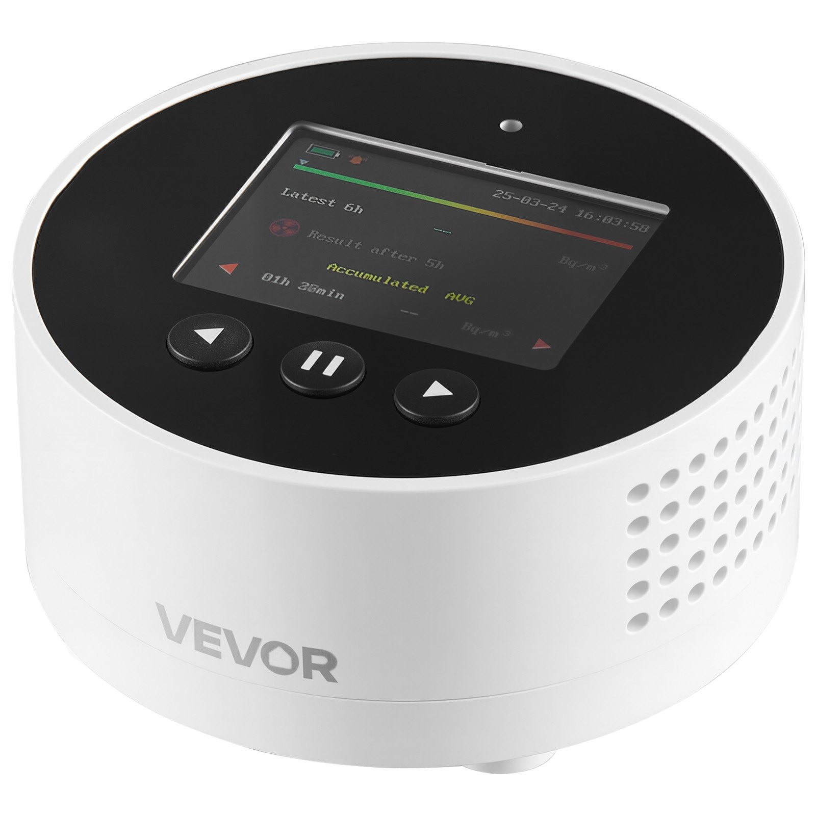 VEVOR Detector de Radón, Rango de Medición de 3,3 Bq a 37 kBq/m³, Monitor Portátil Recargable o Con Cable de Radón y Calidad del Aire, Monitorización de la Concentración de Radón a Largo Plazo