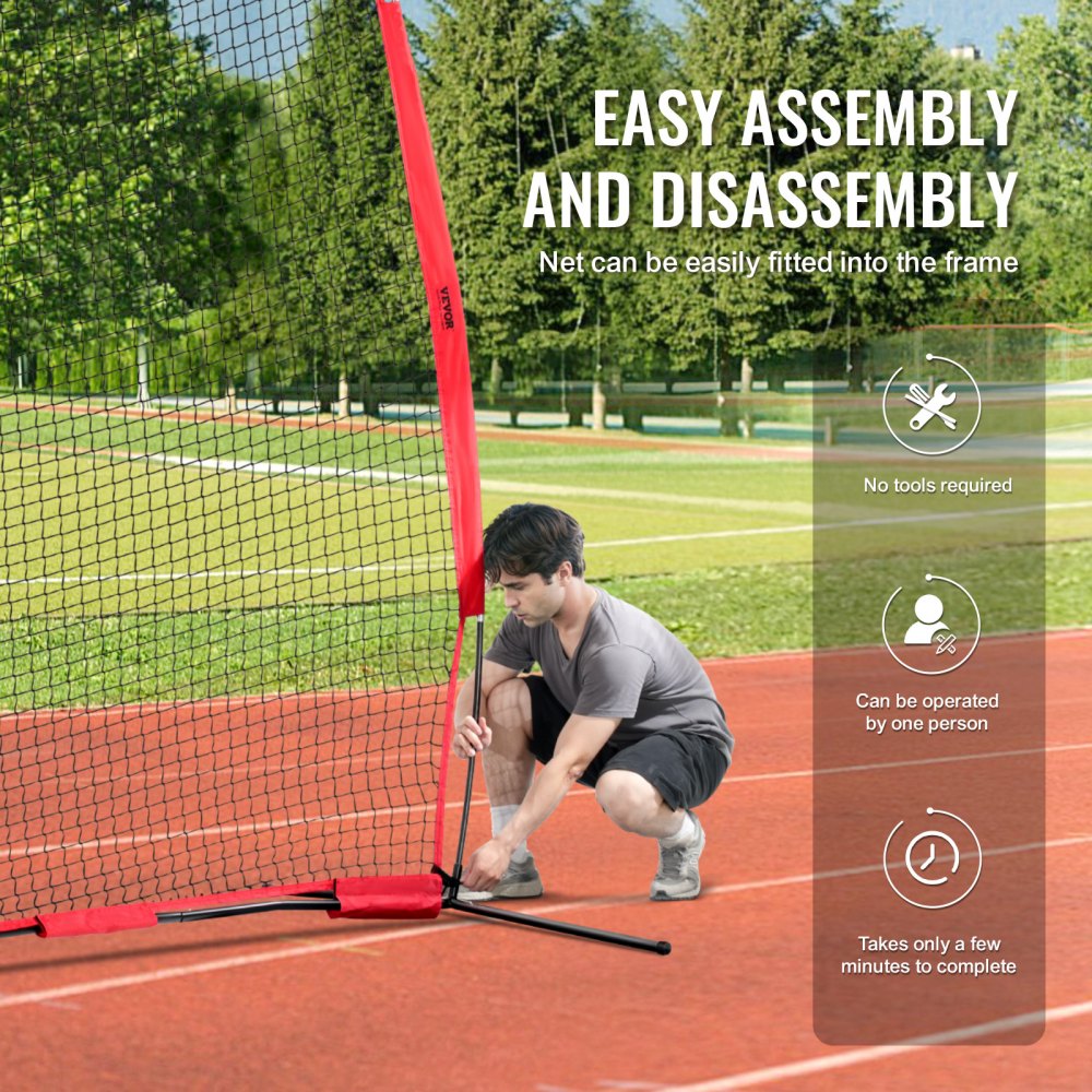 VEVOR Red de Barrera para Barricada, Red de Barrera deportiva de 3930x1400x2750mm Equipo de Práctica Portátil con Bolsa de Transporte,  Red de Protección para Entrenamiento de Béisbol, Softball