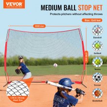 VEVOR Red de Barrera para Barricada, Red de Barrera deportiva de 3930x1400x2750mm Equipo de Práctica Portátil con Bolsa de Transporte,  Red de Protección para Entrenamiento de Béisbol, Softball