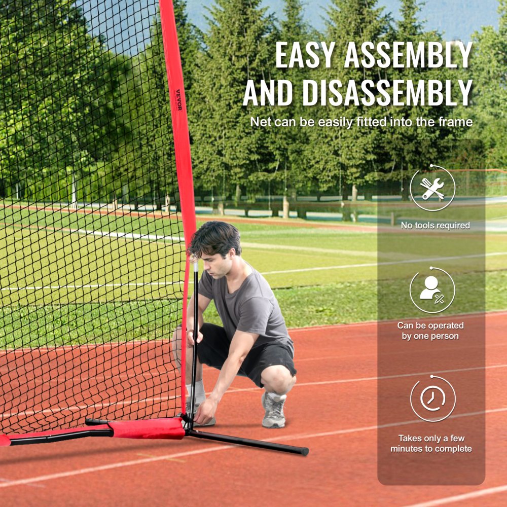 VEVOR Red de Barrera para Barricada, Red de Barrera deportiva de 6200x1400x3140mm Equipo de Práctica Portátil con Bolsa de Transporte,  Red de Protección para Entrenamiento de Béisbol, Softball