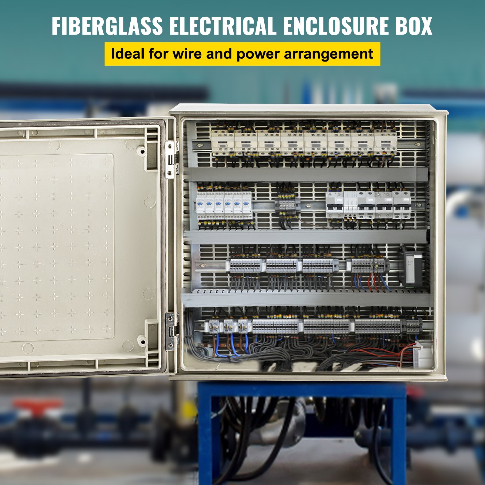 Caja eléctrica de fibra de vidrio VEVOR, montaje en pared de 40x40x20 cm