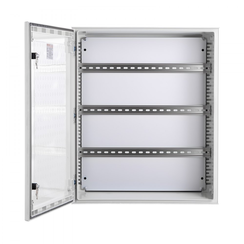 VEVOR NEMA control cabinet enclosure, 400x500x200 mm, NEMA 4X fiberglass-reinforced steel electrical box, IP66 waterproof & dustproof, hinged junction box for indoor & outdoor use, with mounting plate