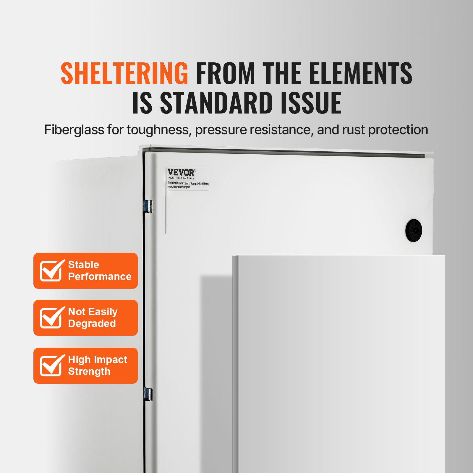 VEVOR NEMA steel enclosure, 600x500x230 mm, NEMA 4X fiberglass electrical enclosure, IP66 waterproof and dustproof, suitable for indoor and outdoor use, including mounting plate