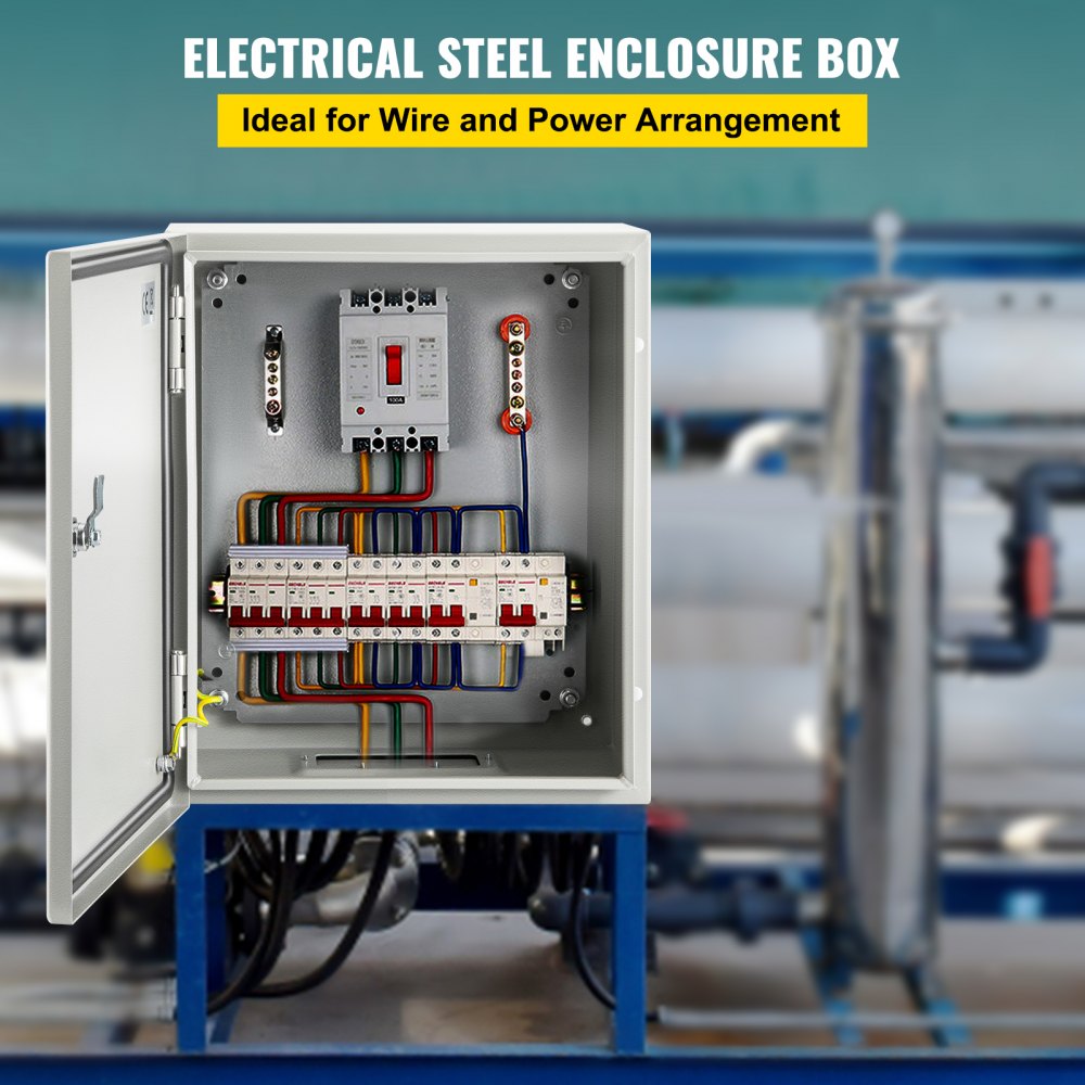 VEVOR Caja NEMA de Acero al Carbono 25 x 20 x 15 cm Caja de Gabinete Eléctrico NEMA 4X IP66 a Prueba de Agua y Polvo Caja de Conexiones Eléctricas para Exteriores e Interiores con Placa de Montaje
