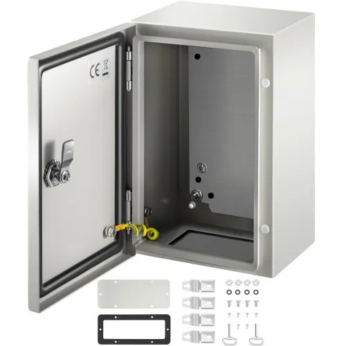 VEVOR Caja NEMA de Acero al Carbono 30 x 20 x 15 cm Caja de Gabinete Eléctrico NEMA 4X IP66 a Prueba de Agua y Polvo Caja de Conexiones Eléctricas para Interiores y Exteriores con Placa de Montaje