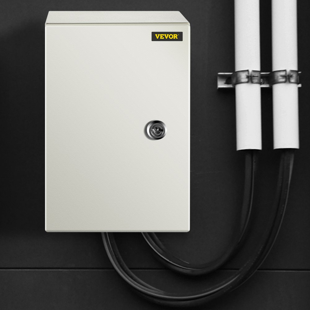 VEVOR Caja NEMA de Acero al Carbono 30 x 20 x 15 cm Caja de Gabinete Eléctrico NEMA 4X IP66 a Prueba de Agua y Polvo Caja de Conexiones Eléctricas para Interiores y Exteriores con Placa de Montaje