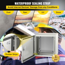 VEVOR Caja Eléctrica de Acero al Carbono IP66 Gabinete Eléctrico 30x30x20 cm Caja Impermeable con Placa de Montaje Caja de Conexiones Eléctricas para Equipos Electrónicos Eléctricos al Aire Libre