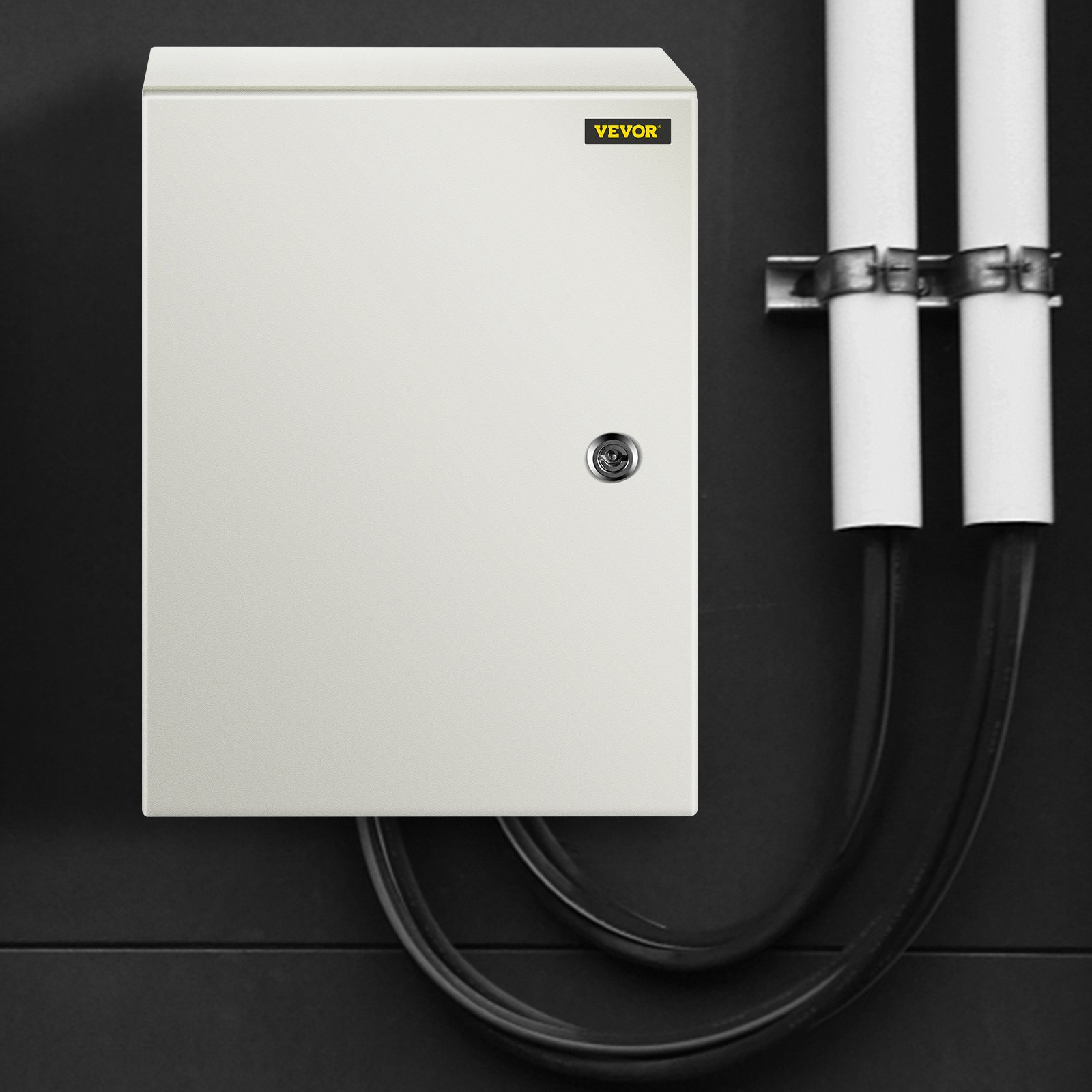 VEVOR Caja NEMA de Acero al Carbono 40 x 30 x 20 cm Caja de Gabinete Eléctrico NEMA 4X IP66 a Prueba de Agua y Polvo Caja de Conexiones Eléctricas para Exteriores e Interiores con Placa de Montaje