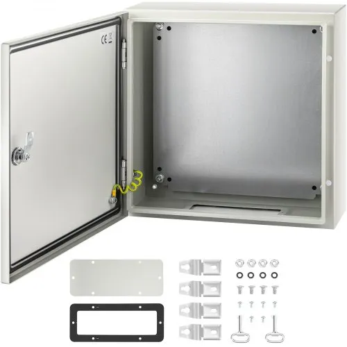 VEVOR Caja NEMA de Acero al Carbono 40 x 40 x 15 cm Caja de Gabinete Eléctrico NEMA 4X IP66 a Prueba de Agua y Polvo Caja de Conexiones Eléctricas para Exteriores e Interiores con Placa de Montaje