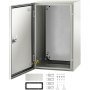 Caja de acero nema VEVOR con puerta abierta y accesorios de montaje incluidos.
