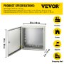 VEVOR NEMA industrial enclosure, 50 x 50 x 15 cm NEMA 4X steel distribution cabinet, IP66 waterproof and dustproof, electrical junction box for indoor/outdoor use, with mounting plate